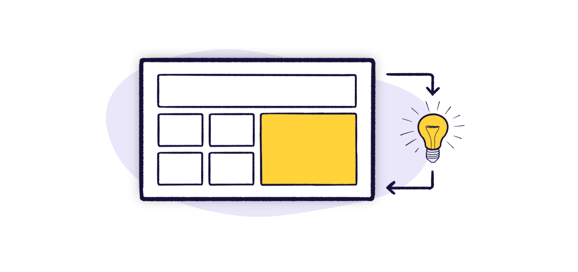 Dashboard design diagram with a lightbulb