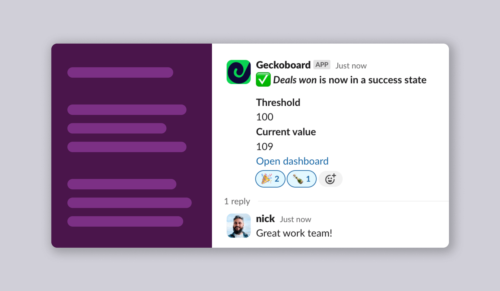 Get alerted in Slack when metrics change